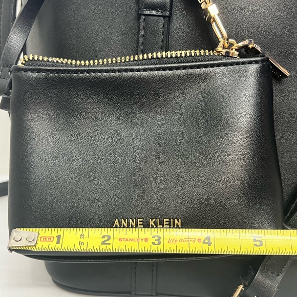 Anne Klein Black Crossbody Bag with Detachable Zip Pouch and Gold Hardware - Picture 13 of 15